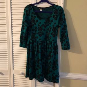 Dark green floral dress